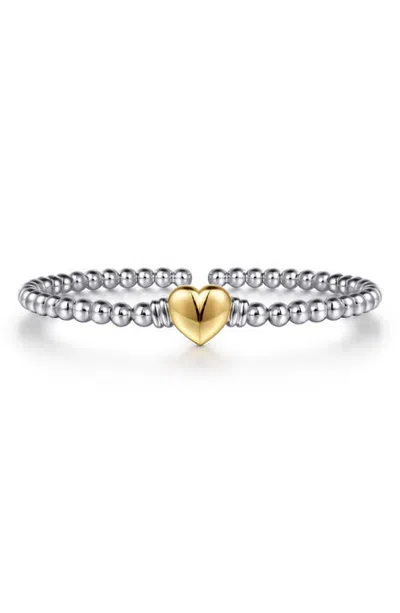 Gabriel & Co. Bujukan 14k Gold And Sterling Silver Heart Bead Bracelet In Metallic