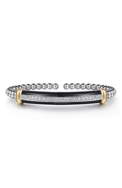 Gabriel & Co. Bujukan 14k Gold & Sterling Silver White Sapphire Bangle In Metallic