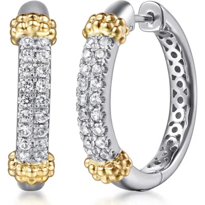 Gabriel & Co. Bujukan 14k Gold, Sterling Silver & White Sapphire Hoop Earrings In Multi