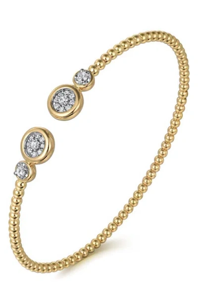 Gabriel & Co. Bujukan Beaded Diamond Cuff Bracelet In Gold
