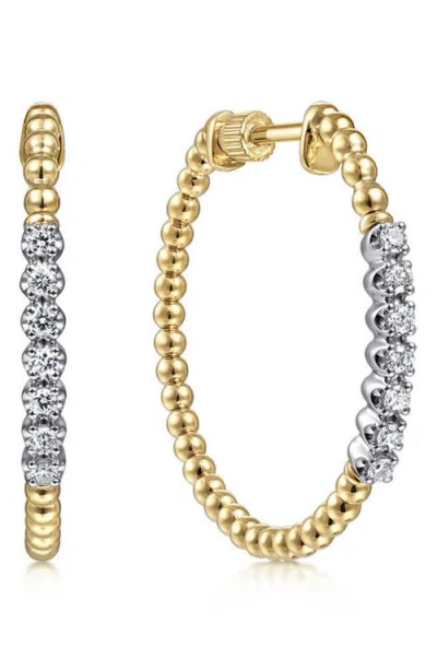Gabriel & Co. Bujukan Beaded Diamond Hoop Earrings In Gold