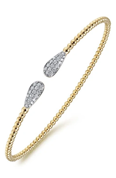 Gabriel & Co. Bujukan Beaded Diamond Pavé Cuff Bracelet In Gold