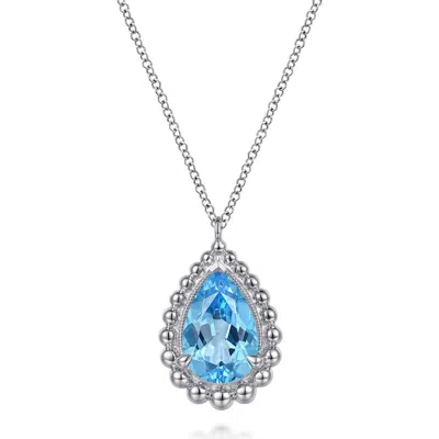 Gabriel & Co. Bujukan Blue Topaz Teardrop Pendant Necklace In Metallic