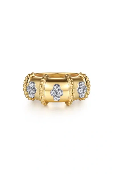Gabriel & Co. Bujukan Clover Diamond Wide Band Ring In Gold