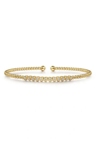 Gabriel & Co. Bujukan Diamond Bezel Beaded Cuff Bracelet In Gold