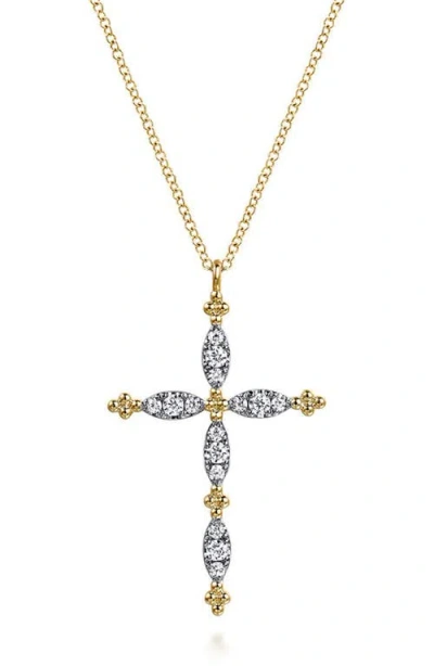 Gabriel & Co. Bujukan Diamond Cross Pendant Necklace In Gold