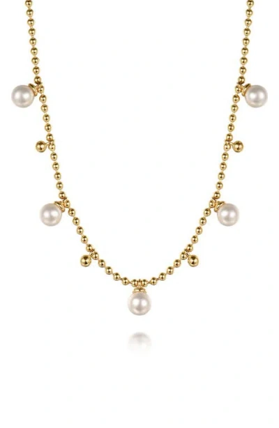 Gabriel & Co. Bujukan Freshwater Pearl Charm Beaded Necklace In Gold