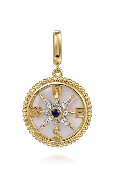 Gabriel & Co. Bujukan Mother-of-pearl & Diamond Compass Charm In Gold