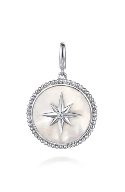 Gabriel & Co. Bujukan Mother-of-pearl & White Sapphire Sterling Silver Medallion In Pink