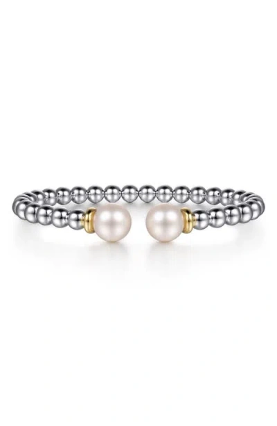 Gabriel & Co. Bujukan Pearl & 14k Gold Sterling Silver Bangle Bracelet