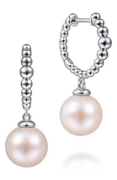 Gabriel & Co. Bujukan Pearl Drop Sterling Silver Huggie Hoop Earrings In Multi