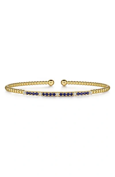 Gabriel & Co. Bujukan Sapphire & Diamond Beaded Cuff Bracelet In Gold
