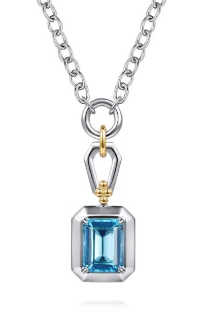 Gabriel & Co. Bujukan Sterling Silver & 14k Gold Blue Topaz Pendant Necklacebujukan In Multi