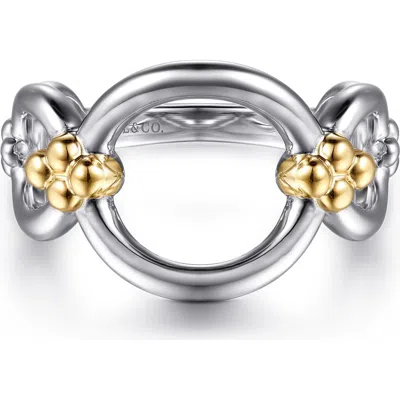 Gabriel & Co. Bujukan Sterling Silver & 14k Gold Link Chain Ring In Multi