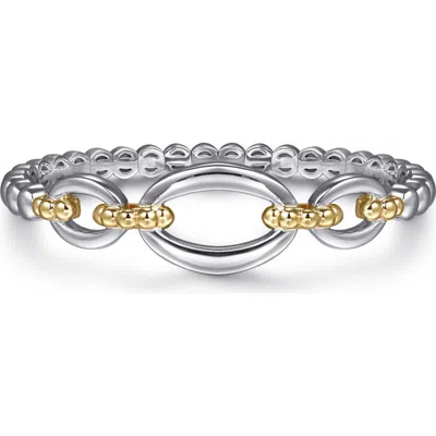 Gabriel & Co. Bujukan Sterling Silver & 14k Gold Open Bangle Bracelet In Multi