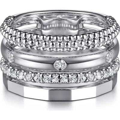 Gabriel & Co. Bujukan Sterling Silver White Sapphire Stack Ring