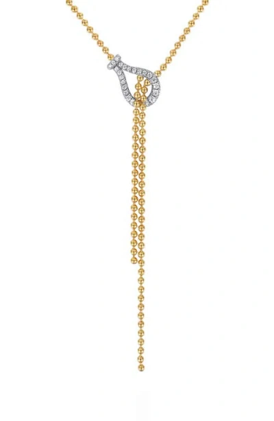 Gabriel & Co. Bujukan Stirrup Two-tone 14k Gold & Diamond Y-necklace