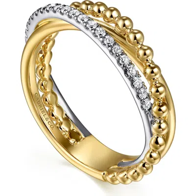 Gabriel & Co. Bujukan Two-tone 14k Gold & Diamond Crisscross Ring
