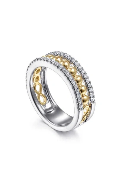Gabriel & Co. Bujukan Two-tone 14k Gold & Diamond Wide Band Ring In Metallic