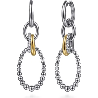 Gabriel & Co. Bujukan White Sapphire Link Drop Earrings In Silver