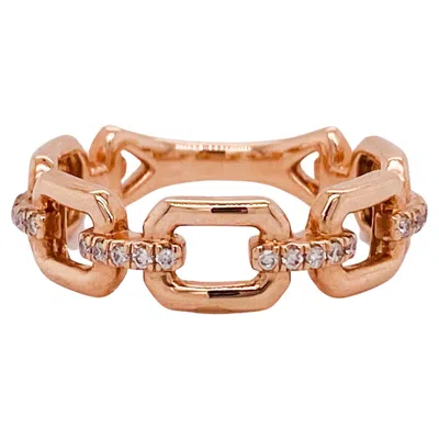 Pre-owned Gabriel & Co. Chain Link Diamond Link Stirrup Ring Stackable Band 14k Gold Lr51248 In Multi