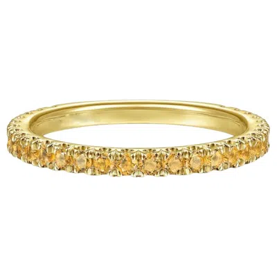Pre-owned Gabriel & Co. Citrine Stackable 2mm Band 14k Gold November Birthstone Stack Ring Lr50889 In Multi
