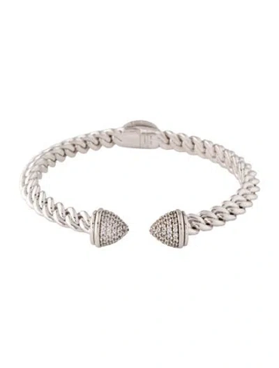 Pre-owned Gabriel & Co. Colorless Sapphire Cuff, 6.75" In Multi