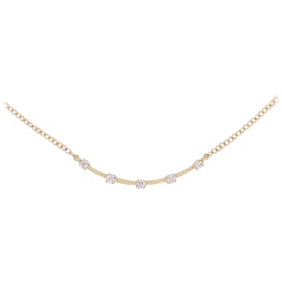 Pre-owned Gabriel & Co. Curved Beaded Diamond Bar Textured Necklace Stack 14k Gold, Nk6137 In Multi
