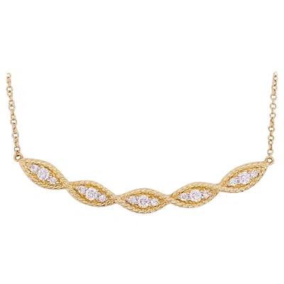 Pre-owned Gabriel & Co. Curved Diamond Necklace, 14 Karat Gold Twisted Rope Bar, Neckmess, Nk6085 In Multi