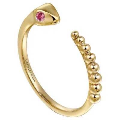Pre-owned Gabriel & Co. Cute Snake Negative Space Open Ring With Ruby Eyes, Baby Snake, 14k Gold Lr52680 In Multi