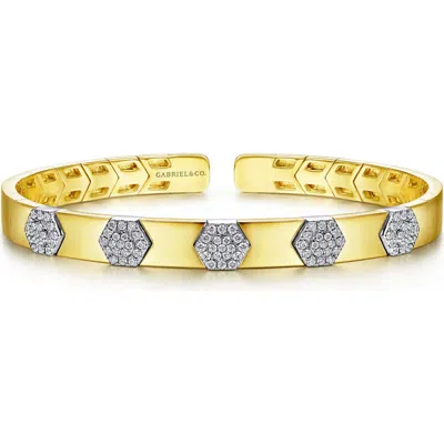 Gabriel & Co. Demure 14k Gold & Diamond Cuff Bracelet In 14k Yellow/ White Gold