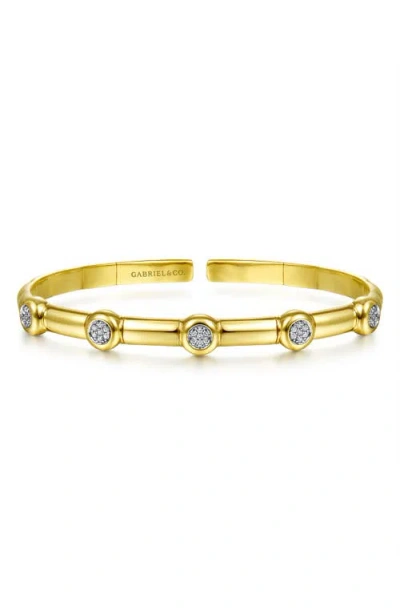 Gabriel & Co. Demure Diamond Station 14k Gold Open Bangle Bracelet In Multi