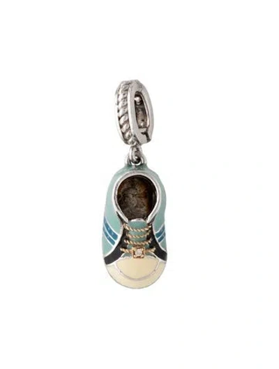 Pre-owned Gabriel & Co. Diamond & Enamel Sneaker Charm Pendant, 1.25" In Multi