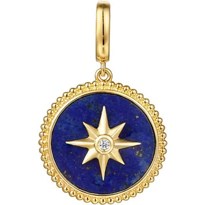 Gabriel & Co. Diamond & Lapis Bujukan Medallion Pendant In Gold