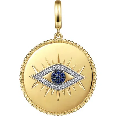 Gabriel & Co. Diamond & Sapphire Evil Eye Charm In Gold
