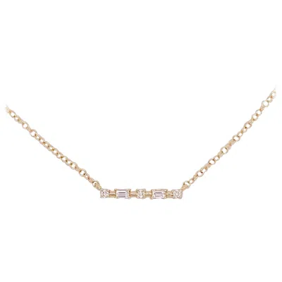 Pre-owned Gabriel & Co. Diamond Bar Necklace, 14 Karat Yellow Gold Diamond Necklace, Dainty, Nk6114
