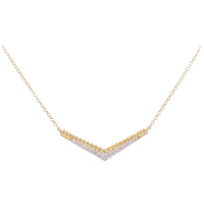 Pre-owned Gabriel & Co. Diamond Chevron Bar Necklace, 14k Yellow Gold, Neck Stack, Made To Order, Nk5943