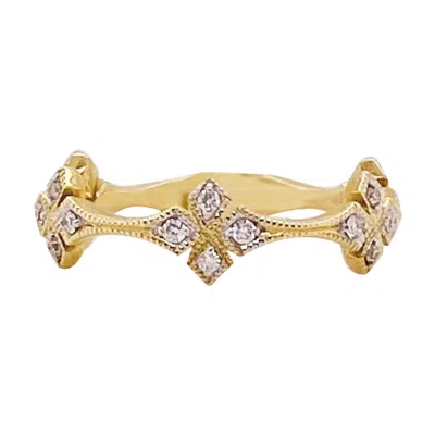 Pre-owned Gabriel & Co. Diamond Clover Stack Band 14k Gold Greek Cross 6mm, Made To Order Lr50891 In Multi