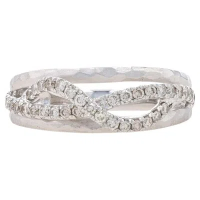 Pre-owned Gabriel & Co. Diamond Crossover Band -white Gold 14k Round Brilliant .37ctw Ring In Multi