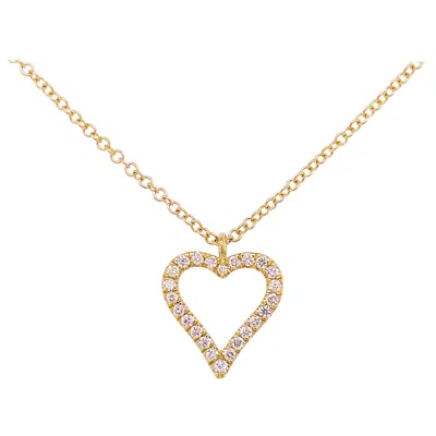 Pre-owned Gabriel & Co. Diamond Heart Necklace, 14k Yellow Gold Pave Diamond Open Heart, Nk5452