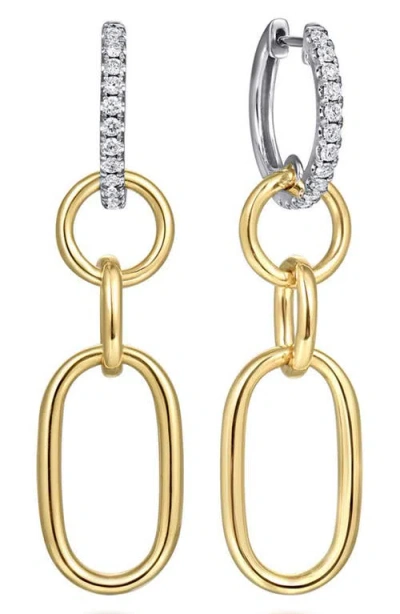 Gabriel & Co. Diamond Hollow Tube Huggie Hoop Drop Earrings In Multi