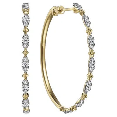 Pre-owned Gabriel & Co. Diamond Hoop Earrings Threaded Latch Wedding Oval Hoops 14k Gold Eg14721 In Multi
