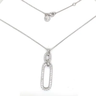 Pre-owned Gabriel & Co. Diamond Link Paperclip 1.19carats Drop Pendant 14k White Gold Paper Clip Nk7595