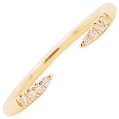Pre-owned Gabriel & Co. Diamond Negative Space Ring, 14k Gold Split Diamond Tipped Band, Lr51177 In Multi