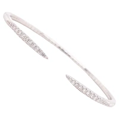 Pre-owned Gabriel & Co. Diamond Spike Flex Bracelet 14k White Gold Flexible Cuff Bangle