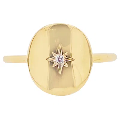 Pre-owned Gabriel & Co. Diamond Star Ring, 14 Karat Yellow Gold Oval Medallion North Star, Lr51828