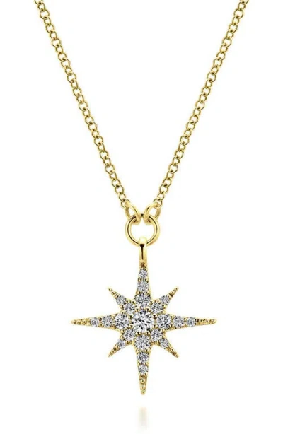 Gabriel & Co. Diamond Starburst Pendant Necklace In Gold