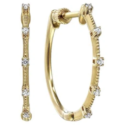 Pre-owned Gabriel & Co. Diamond Station Threaded Hoop Earrings In 14k Two-tone Gold, Eg13761 In Multi