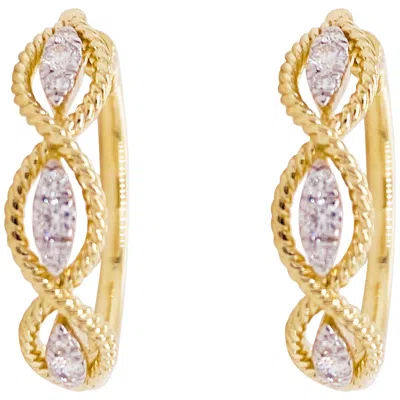 Pre-owned Gabriel & Co. Diamond Twist Openwork Hoop Earrings, 14 Karat Two-tone Gold, Eg13651 In Multi