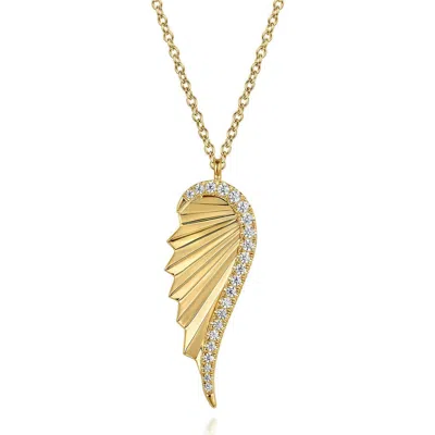 Gabriel & Co. Diamond Wing Pendant Necklace In Gold
